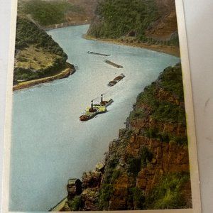 Vintage Hand Painted Photo Calendar Print of the Rhine River in German